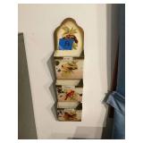 Metal Wall Pocket Organizer with Bird Imagery