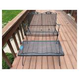 Black Metal Mesh Patio Bench and Matching Table Set