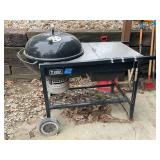 Weber Charcoal Grill with Side Table and Storage Bin