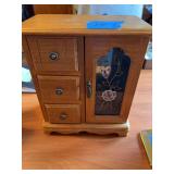 Wooden Jewelry Armoire with Assorted Costume Jewelry