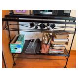 Black Metal Floral Design Rolling Utility Cart