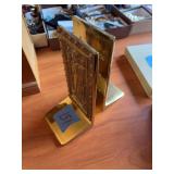 Pair of Brass Bookends with Figural Relief