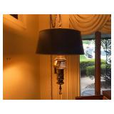 Brass Hanging Pendant Lamp with Chain and Shade
