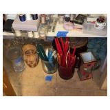 Assorted Decorative Vases, Baskets, and Taper Candles