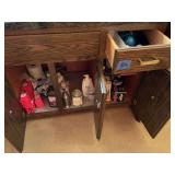 Bathroom Vanity Cabinet Contents Including Personal Care and Grooming Items