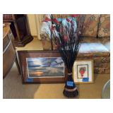 Framed Wildlife Print, Peggy Abrams Heart Illustration, and Decorative Floral Bundle