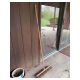 Push Broom with Wooden Handle