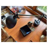 Desk Accessory Set Including Bulova Clock, Metal Eagle Medallion, and Adjustable Task Lamp