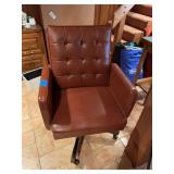 Tufted Brown Leather Office Chair with Swivel Base