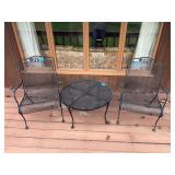 Three-Piece Metal Patio Bistro Set with Floral Accents