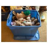 Assorted Plush Rabbit Toy Collection in Storage Bin