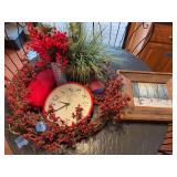 Seasonal Decorative Collection with Framed Winter Landscape Print