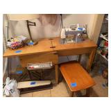 Sears Kenmore Model 52 Sewing Machine with Cabinet and Bench