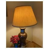 Table Lamp with Floral Motif and Artificial Poinsettia