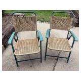 Set of Two Folding Patio Chairs with Woven Synthetic Seats