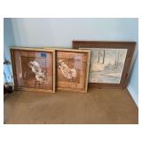 Collection of Three Framed Art Prints: Two Orchid Studies and One Winter Landscape