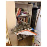 Assorted Books, Glassware, and Clothing Hangers