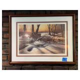 Two Framed Terry Redlin Prints: Browsing and Mirrored in a Chrome Sea