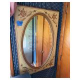 Ethan Allen Oval Wall Mirror with Floral Stenciling 36 x 24 Inches