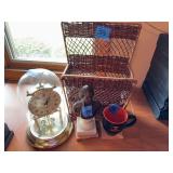 Elgin Quartz Anniversary Clock with Bust and Wicker Basket