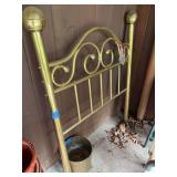 Brass Bed Headboard and Metal Bucket
