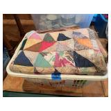 Assorted Textile Lot Including Patchwork Quilt and Decorative Items