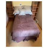 Twin Bed with Integrated Wooden Headboard Shelving Units