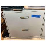 Two-Drawer Metal Filing Cabinet with Assorted Medical Supplies
