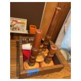 Shut the Box Wooden Dice Game with Turned Wood Pieces