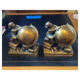 Philadelphia Manufacturing Company Metal Bookends Featuring Figures and Globes