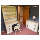 Ethan Allen Painted Desk with Hutch and Matching Chair