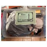 Assorted Seasonal Decor and Puzzle Collection in Storage Bin