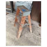 Three-Step Wooden Folding Step Stool with Metal Hardware