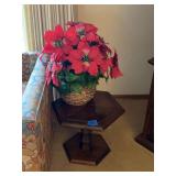 Hexagonal Wooden Pedestal Side Table