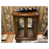 Wooden Display Cabinet with Glass Doors and Shelves
