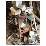 Metal Shop Stand with Assorted Hardware and Parts