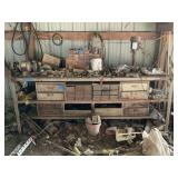 Metal Workbench with Integrated Storage and Bench Grinder