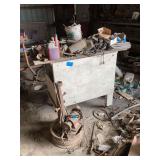 Work Bench with Bench Grinder and Assorted Shop Supplies