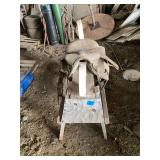 Western Style Leather Saddle on Wooden Stand