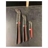 Set of Three Snap-on PW Series Pipe Wrenches