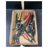 Assorted Hand Tool Collection Including Knipex Pliers and Metal Snips