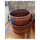 Wooden Bucket with Interior Divider and Handle