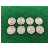(8) 1945-D Walking Liberty Half Dollar