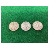 (3) Walking Liberty Half Dollar (1) 1920, (2) 1946