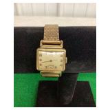 Elgin Square Case Wristwatch with Metal Link Bracelet