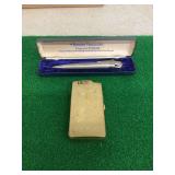 Ronson Rhodium Plated Penciliter and Ronson Cigarette Case Lighter