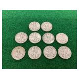 (10) 1945 Walking Liberty Half Dollar