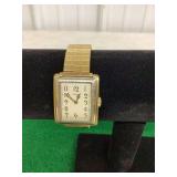 Elgin Rectangular Wristwatch with Gold Tone Expansion Band