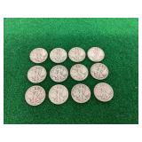 (12) 1943 Walking Liberty Half Dollar