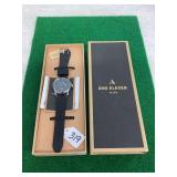 One Eleven Solar Powered Wristwatch with Black Leather Strap